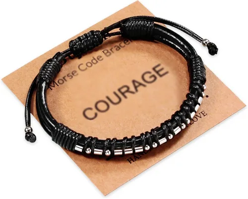 Miniatura 57 de Regalos inspiradores para hombres, pulseras con código morse, pulseras para hombre, regalos de graduación para él, Día del Padre, pulsera de cuero