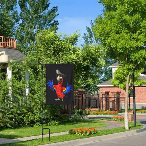 Miniatura 6 de Bandera de jardín pirata de loro de 12 x 18 pulgadas, bandera de brisa exterior para patio, decoración de habitación interior, cartel de granja