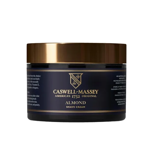 Caswell-Massey Heritage Crema de afeitar de almendra, crema de afeitar natural para hombre para afeitado suave de la barba, calmante para pieles