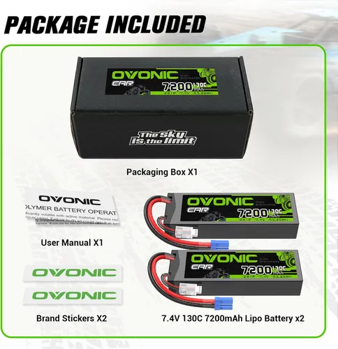 Miniatura 6 de OVONIC 2S LiPo Batería 7200mAh 7.4V 130C RC Batería con EC5 Conector