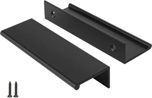 Miniatura 60 de Peaha Paquete de 10 manijas de gabinete de cocina de 1-5/16 pulgadas, tiradores negros para cajones de tocador, borde de puerta, tiradores de dedo