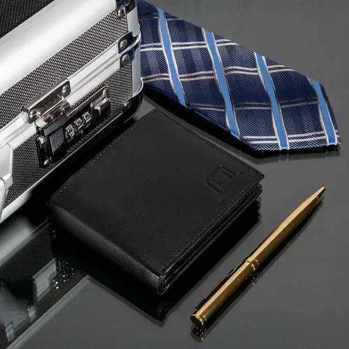 Miniatura 6 de Billetera de cuero para hombre con 10 ranuras RFID de bloqueo, S