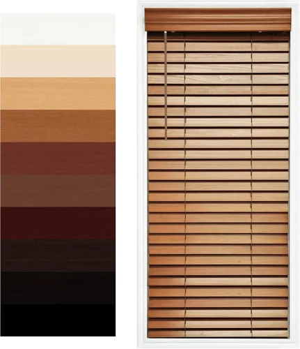 Miniatura 11 de TailorView Cortinas de ventana horizontales de madera personalizables sin cordón - Paletas de 2 pulgadas - Alabastro - Montaje interior o exterior.