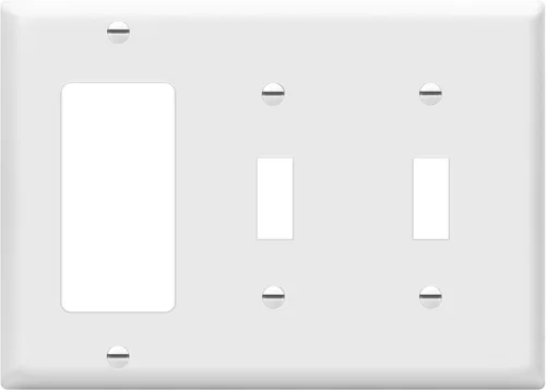 Miniatura 11 de ENERLITES - Placa de pared combinada para interruptor de triple palanca, 2 interruptores de palanca/1 interruptor decorativo, tamaño estándar 3