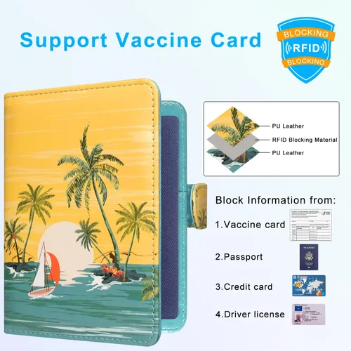 Miniatura 3 de ACdream Combo de portatarjetas de pasaporte y vacunación, funda con ranura para tarjeta de vacunación CDC, protector organizador de documentos
