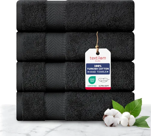 Miniatura 8 de TEXTILOM Juego de 4 toallas de lujo 100% algodón turco, para baño y cocina, gruesas, súper suaves, altamente absorbentes, de secado rápido para cara