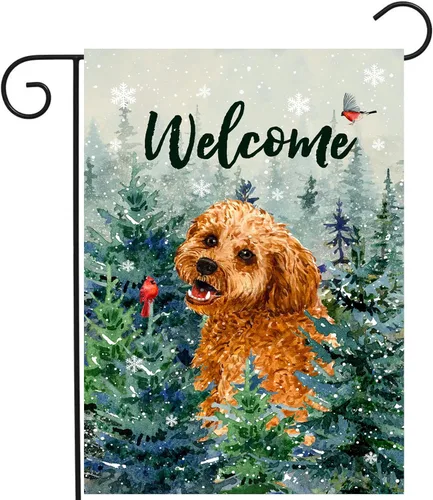 Miniatura 27 de Bandera de jardín floral Border Collie bandera de patio primavera verano bandera de patio flor perro banderas de jardín para exteriores pequeñas