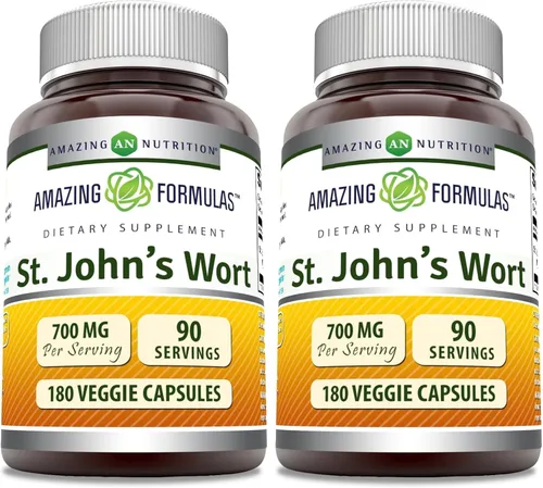 Amazing Formulas St. Johns Wort Suplemento (extracto de Hypericum Perforatum) | 700 mg por porción | Cápsulas vegetarianas | Sin gluten | Sin OMG |