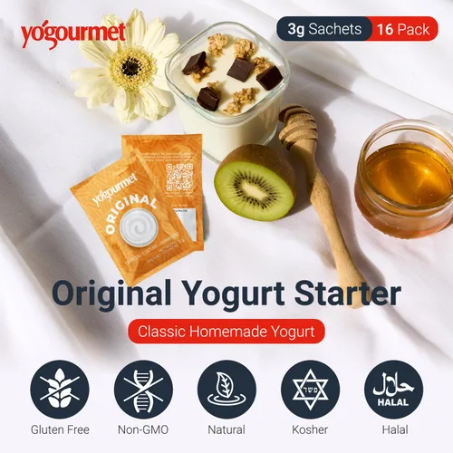 Miniatura 2 de Yogourmet Iniciador de Yogur (Versión a Granel de 16 Unidades) - Haz Yogur en Casa - Cultura Inicial - Todo Natural, Sin Gluten, Kosher, Halal