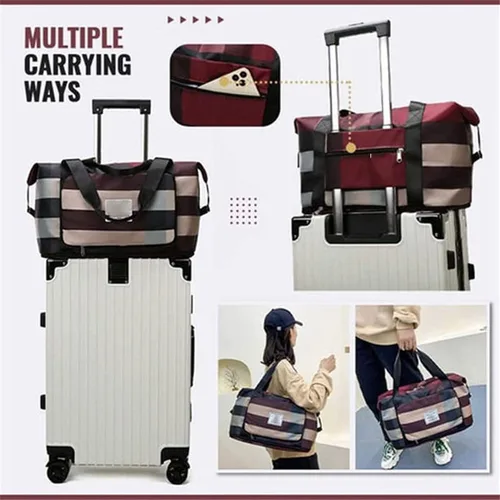 Miniatura 6 de 2022 - Bolsa de viaje plegable de separación secahúmeda, ligera, impermeable, plegable, para deportes, camping, Burdeos