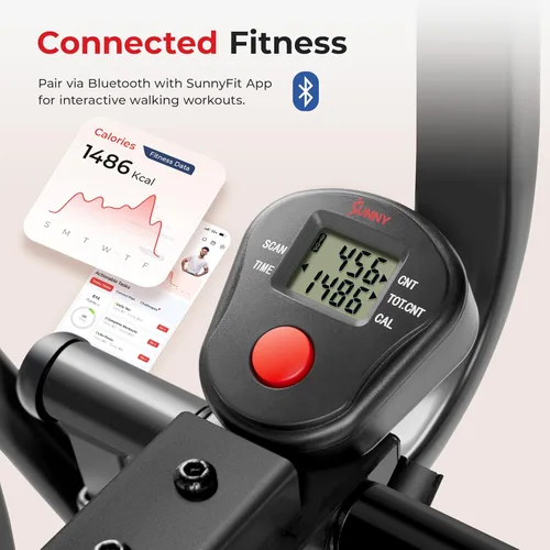 Miniatura 4 de Sunny Health & Fitness Foldable Air Walk Elliptical, 30" inch Long Stride Glide Exercise Full-Body Cardio Cross Smart Trainer for Home Office