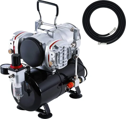 Miniatura 9 de Master Airbrush Kit de cepillo de aire con compresor de aire TC-320, ventilador doble Cool Runner II de 1/5 HP con regulador, trampa de agua