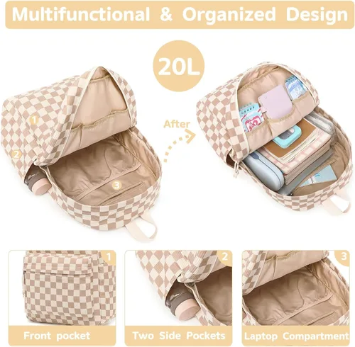 Miniatura 12 de Bluboon Juego de mochila para adolescentes, mochila escolar para niñas, lonchera y lápices, bolsas para estudiantes, 3 en 1, rosa-3 juegos, Escuela