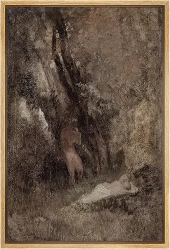 Miniatura 29 de SIGNFORD Lienzo enmarcado para pared, pinos sepia, bosques, bosques, naturaleza, ilustraciones de área silvestre, arte digital, arte moderno
