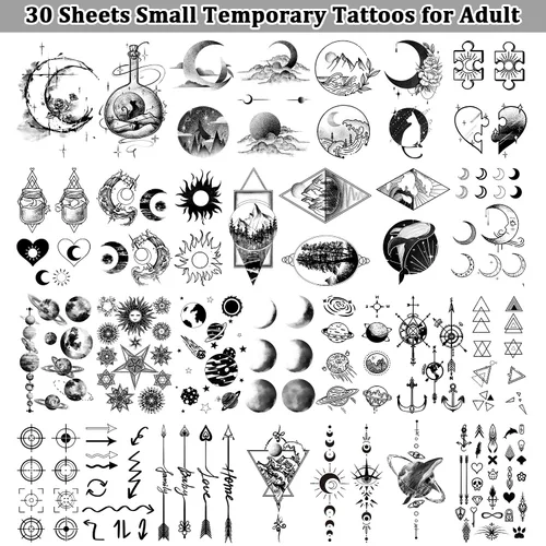 Miniatura 2 de Cerlaza Tatuajes temporales para hombres y mujeres, 30 hojas de tatuajes falsos de mano pequeña para arte corporal de adultos, calcomanías