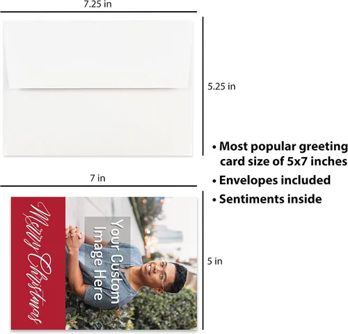 Miniatura 5 de Tarjeta de Navidad personalizada, personaliza tu imagen fotográfica, carga tu tarjeta de felicitación de texto, vacaciones de Navidad
