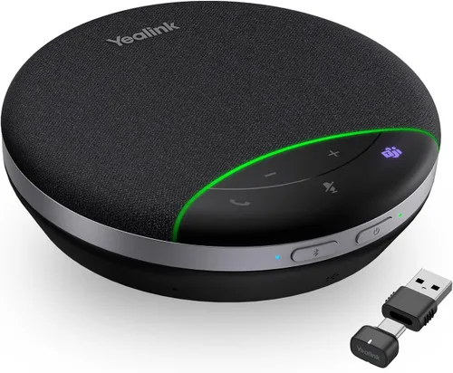 Yealink Altavoz Bluetooth SP92 con altavoz de conferencia Dongle y micrófono Reducción de ruido dúplex completo 20h Llamada de equipos 9.81 oz