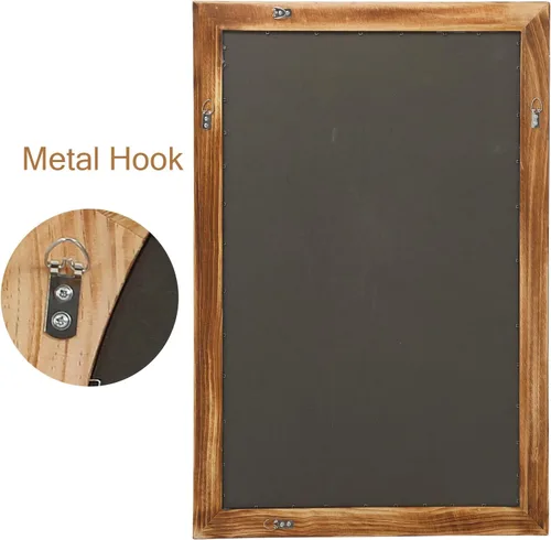Miniatura 8 de ULIKE Espejo rectangular de madera con marco de cuentas de madera natural, 24 x 36 pulgadas, espejo de pared rústico de granja para baño, guardería