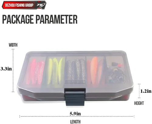 Miniatura 2 de Juego de cebo, juego de señuelos de pesca, juego de caja de equipo de pesca de lubina y trucha, incluye ganchos, gusanos, regalos de pesca