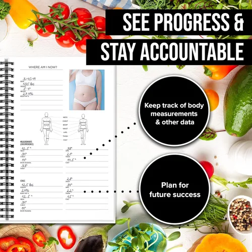 Miniatura 5 de Diario de fitness NewMe Fitness para mujeres y hombres, diario de alimentos y entrenamiento, libro de registro planificador para rastrear la pérdida