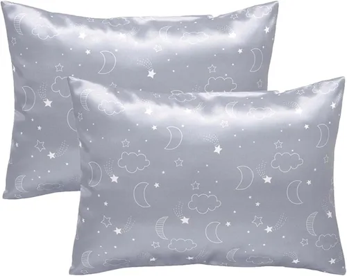 Winmany Paquete de 2 fundas de almohada para niños pequeños, fundas de almohada de satén de seda de bebé de 19.3 x 14.2 in, fundas de almohada para