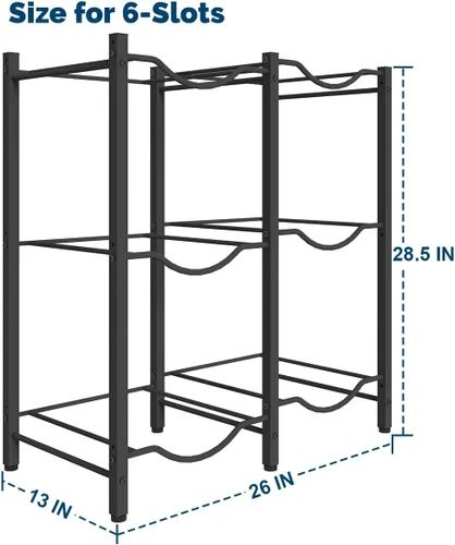 Miniatura 6 de Mocomax Estante para jarra de agua de 5 galones, soporte desmontable para 6 botellas, estante refrigerador resistente de 3 niveles, organizador