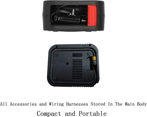 Miniatura 3 de Inflador de neumáticos portátil, compresor de aire, presión de la bomba con medidor de neumáticos de emergencia y ventilación de luz LED