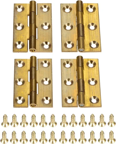 Miniatura 12 de dophee 4 mini bisagras de latón puro, bisagras plegables a tope para cajón, armario, puerta, joyero, muebles de madera, 2.5 pulgadas