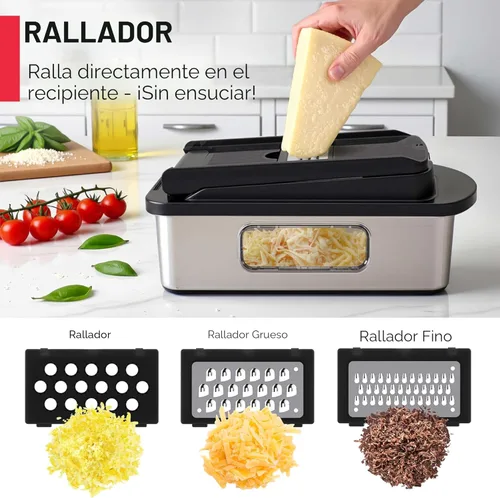 Miniatura 5 de Mueller Pro-Series 10-en-1, Cortador Multifuncional de Verduras de Acero Inoxidable con 8 Cuchillas y Mandolina, Herramientas y Gadgets de Cocina