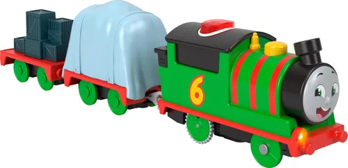 Thomas & Friends Tren de Juguete Motorizado Talking Percy Locomotora Alimentada por Batería con Sonidos y Frases para Juego Simbólico para Niños en