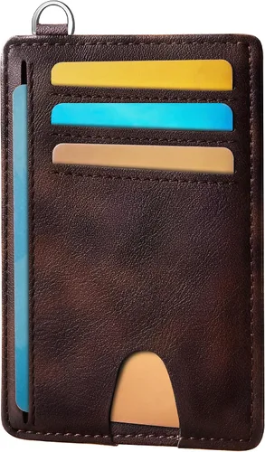 Miniatura 24 de Mayski Cartera delgada minimalista, soporte para tarjetas de crédito para mujeres y hombres, estuches para tarjetas con bloqueo RFID en el bolsillo