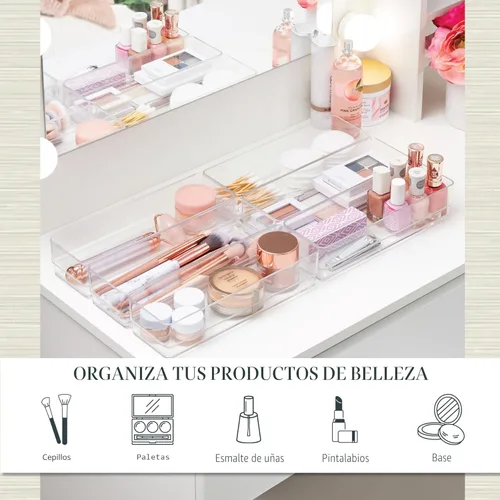Miniatura 3 de STORi SimpleSort Juego de 6 organizadores de cajones transparentes apilables Bandejas rectangulares de 9 x 3 x 2 pulgadas Contenedores estrechos
