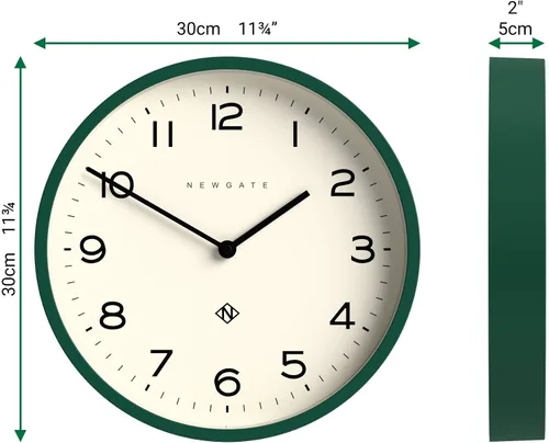 Miniatura 3 de NEWGATE® Reloj de pared con eco número cuatro, reloj redondo moderno, 11.8 in, color verde edén, números fáciles de leer, ideal para cocina, sala