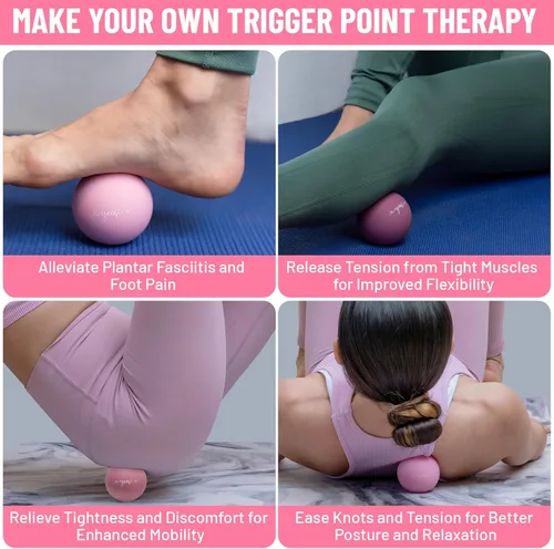Miniatura 5 de Bolas de lacrosse de silicona para masaje para terapia de puntos de activación, nudos musculares y terapia física. Juego de 2 bolas con bolsa