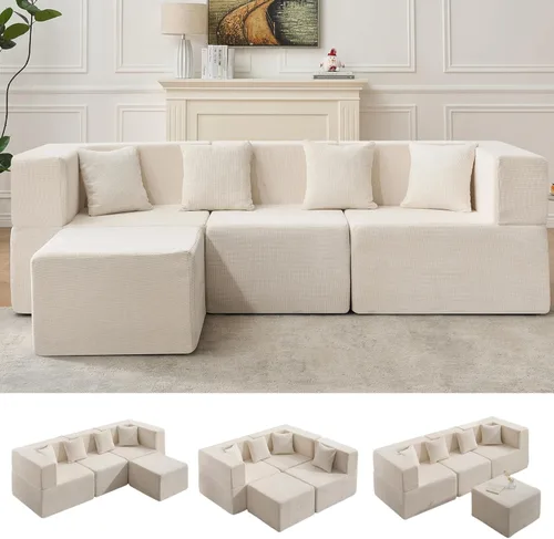 Miniatura 15 de MONVANE 55.5" Convertible Loveseat Sofa, 2-in-1 Boneless Sleeper Sofa Bed Futon Couch with Storage Pocket, Comfy Chenille Deep Seat Boneless Couch