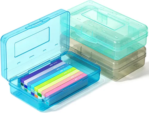 Miniatura 11 de Mr. Pen - Cajas de lápices transparentes, paquete de 6, 7.9 x 4.5 x 2.4 pulgadas, azul transparente, tapa hermética, organizador de cajas de lápices