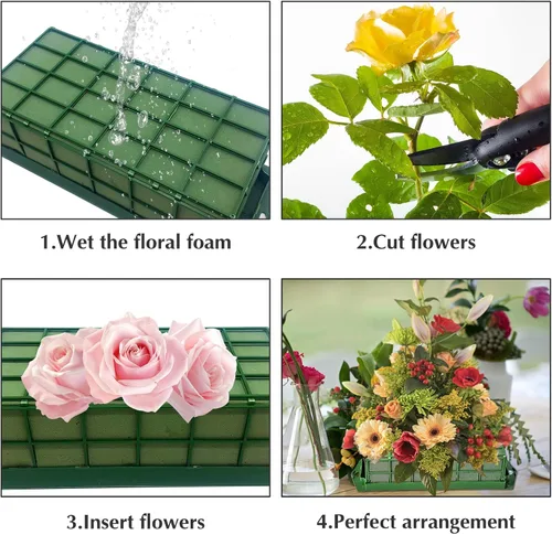 Miniatura 5 de 2 jaulas de espuma floral, suministros de arreglos florales con soporte rectangular, ladrillos para decoración de flores frescas, bodas, vacaciones