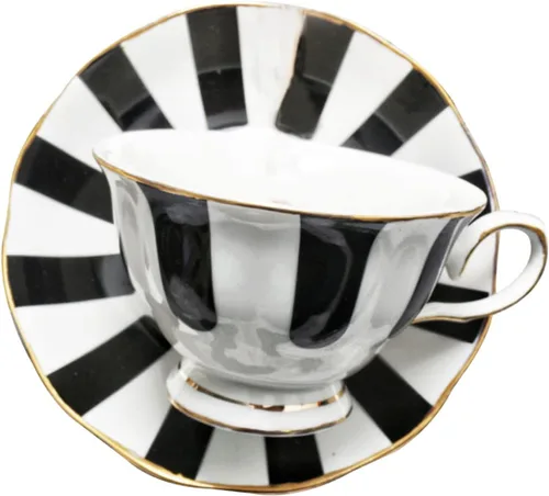 UPKOCH Juego de taza y platillo de lunares de cerámica con plato a juego de 5.51 x 5.51 x 2.95 pulgadas, taza de estilo europeo para café con leche,