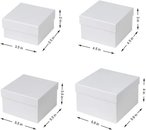 Miniatura 7 de Briful Cajas de regalo cuadradas con tapas, juego de 4 cajas de regalo blancas de varios tamaños, cajas de regalo para regalos de cumpleaños, dama