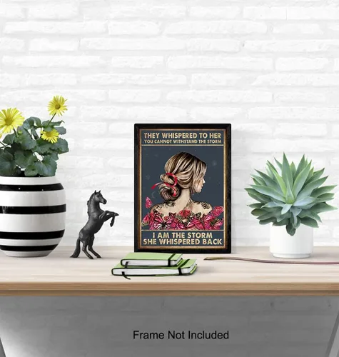 Miniatura 5 de They Whispered to Her You Cannot Withstand The Storm - Arte de pared con cita inspiradora - Decoración de pared de mariposa - Regalos motivacionales