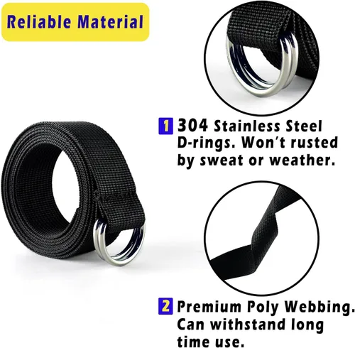 Miniatura 3 de Cinturón de fútbol web con dos anillos en D de acero inoxidable de 52 pies, cinturón para hombres, mujeres, niños, jóvenes, niños y niñas