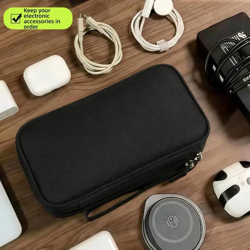 Miniatura 7 de Bolsa de almacenamiento portátil impermeable de doble capa todo en uno, organizador de cables de viaje, bolsa organizadora de accesorios