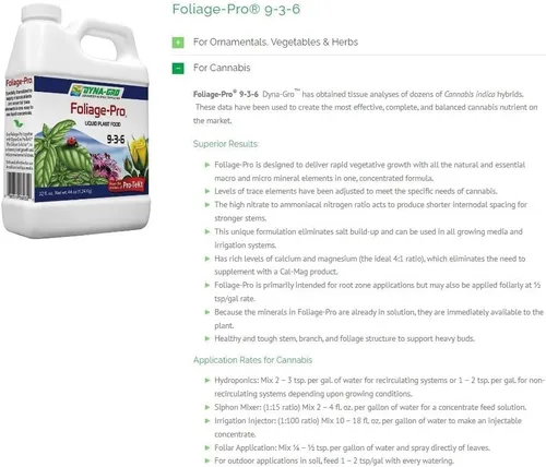 Miniatura 5 de Dyna-Gro Foliage-Pro Nutrient, 1 Qt