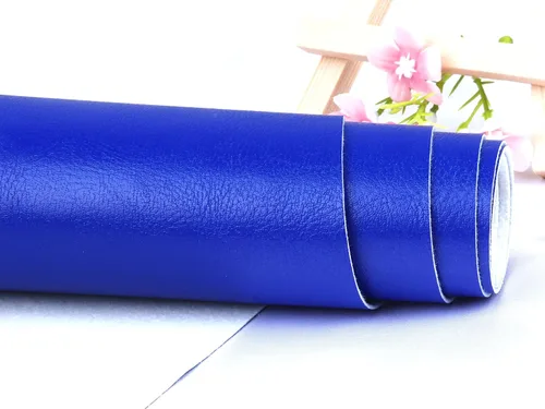 Miniatura 2 de Rollo de hojas de piel sintética de color liso liso de 12 x 53 pulgadas, muy adecuadas para hacer manualidades, aretes de cuero, lazos, costura Azul