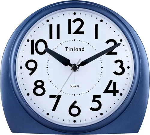Miniatura 8 de Tinload Reloj despertador analógico grande de 5.5 pulgadas, silencioso, sin tictac, despertador suave, sonidos de pitido, aumento de volumen