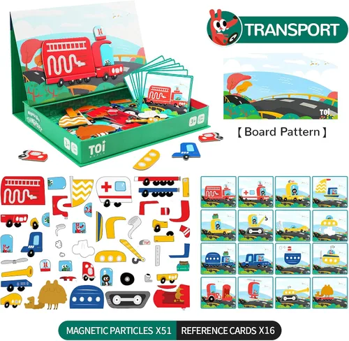 Miniatura 4 de Toi Juguetes magnéticos para niños, cajas de rompecabezas magnéticas con tablero de juego para niños de 3 a 8 años, juego de viaje portátil
