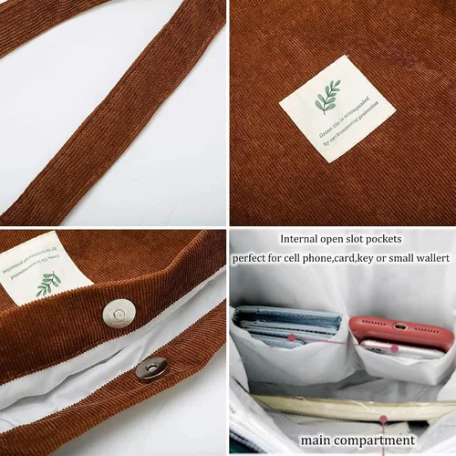 Miniatura 5 de Tchh-Dayup Bolso de lona para mujeres y chicas, bolso de pana.