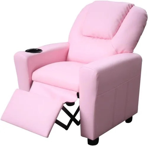 Miniatura 5 de Lilola Home Marisa - Silla reclinable para niños con soporte para tazas, silla reclinable juvenil de piel sintética negra, reclinable para niños