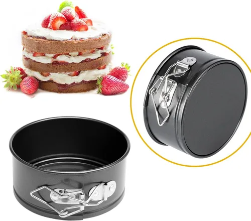Miniatura 4 de Hiware Juego de sartenes de forma de resorte de 4 pulgadas - 4 piezas de sartén antiadherente pequeña para mini tartas de queso, pizzas y quiches