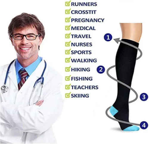 Miniatura 3 de Paquete de 3 pares de calcetines de compresión, los mejores calcetines médicos, de enfermería, viajes y vuelos, para correr y fitness, 15-20mmHg
